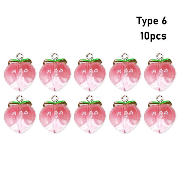 10 stk Peach Flat Resin Charms Pendant Peach Charms Frugt 6