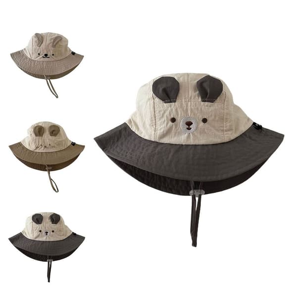 Barne bøttehatter Solhatt for barn BEIGE beige