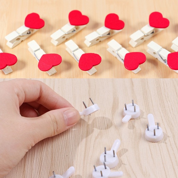 50stk Heart Craft Clips Mini Heart Klesklyper Hjerte Photo Clips Red 50Pcs-50Pcs