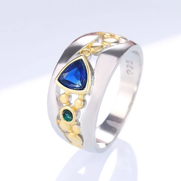 Zirkonring ihålig infälld ring BLÅ 7 blue 7