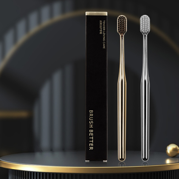 Mjuk tandborste Vuxen tandborste GULD VIT BORST VIT gold white bristles-white bristles