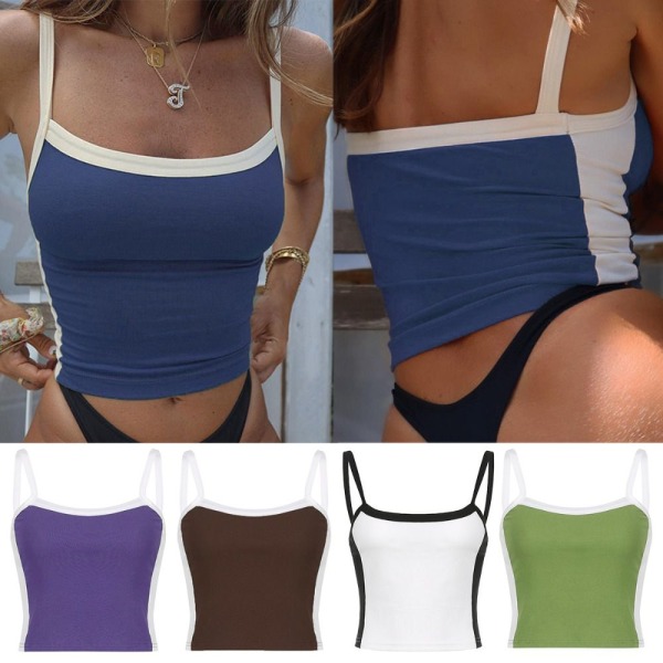 Dame tanktop Ribbet vest top SORT L Black L
