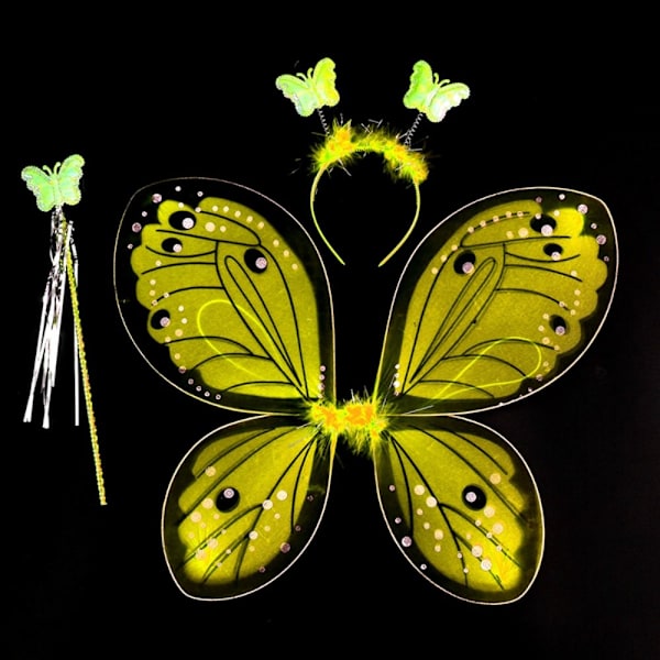 Lasten pukurekvisiitta Butterfly Wings setit KELTAINEN 3 KPL/ SET Yellow 3Pcs/set-3Pcs/set