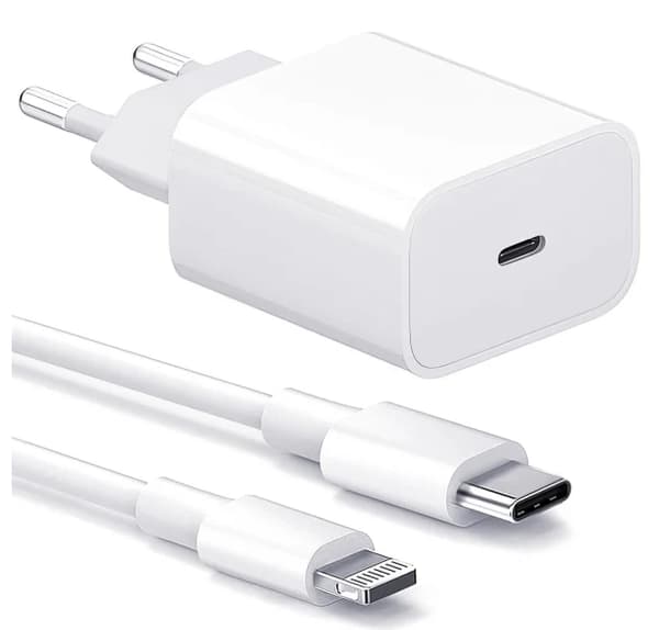 iPhone Hurtiglader USB-C Strømadapter 20W + 1m Kabel 1pc