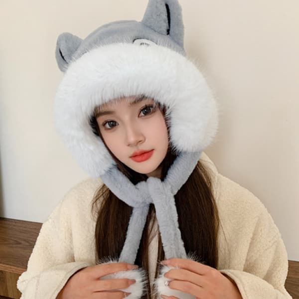 Mjuk mössa päls beanie mössa VIT White