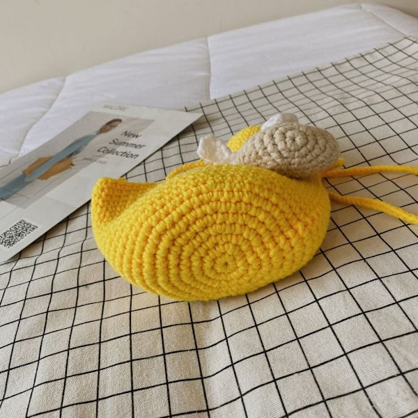 Stickad Ullväska Axelväskor GUL yellow