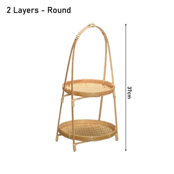 1st Bambu vävd korg förvaringskorg 2 LAGER - RUND 2 2 Layers - Round