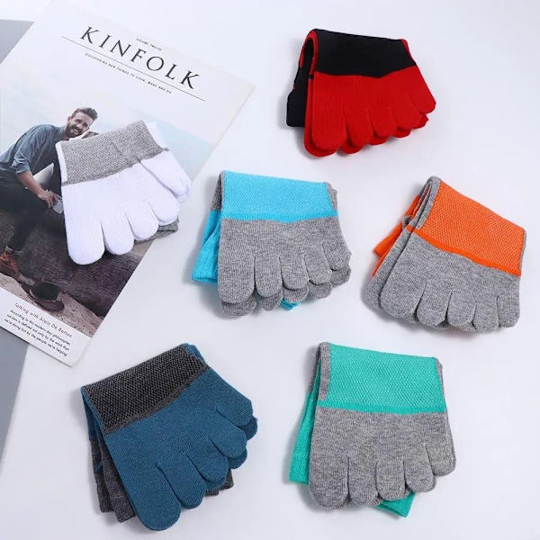 1 Par Fem Finger Sokker Ankel Sokker SORT SORT black