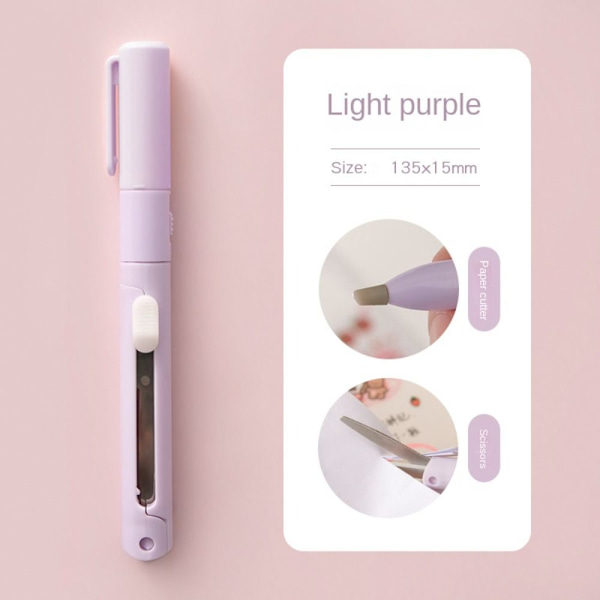 Mini fargerik sammenleggbar saks 2 i 1 håndteltkutter LILLA purple