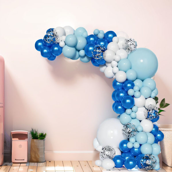 Sininen ja valkoinen Balloon Garland Kit Arch Kit