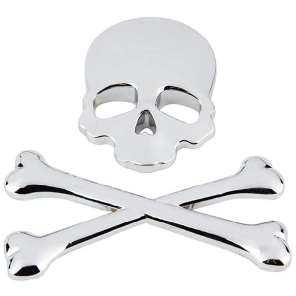 2Sets Skull and Bones Metal Emblem Decals 3D Metal Badge Silver