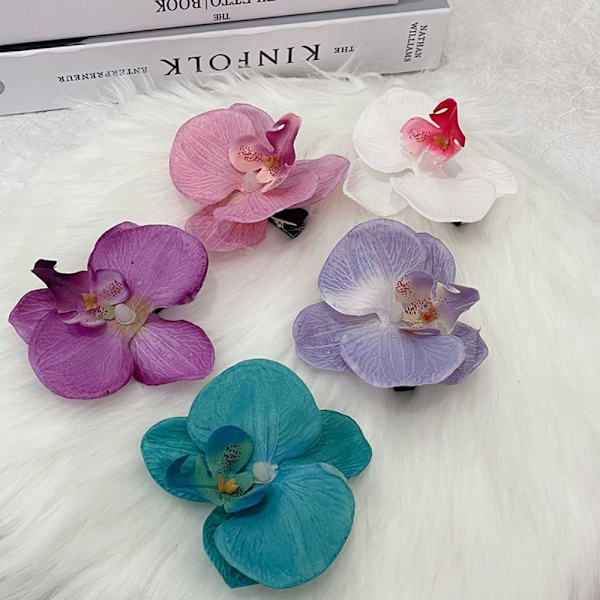 Simulering Sommerfugl Orkidé Hårnål Phalaenopsis Blomster Hårnål Blue