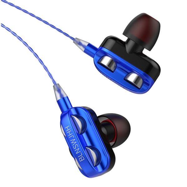 Headset med ledning 3,5 MM Øretelefoner med ledning BLÅ Blue