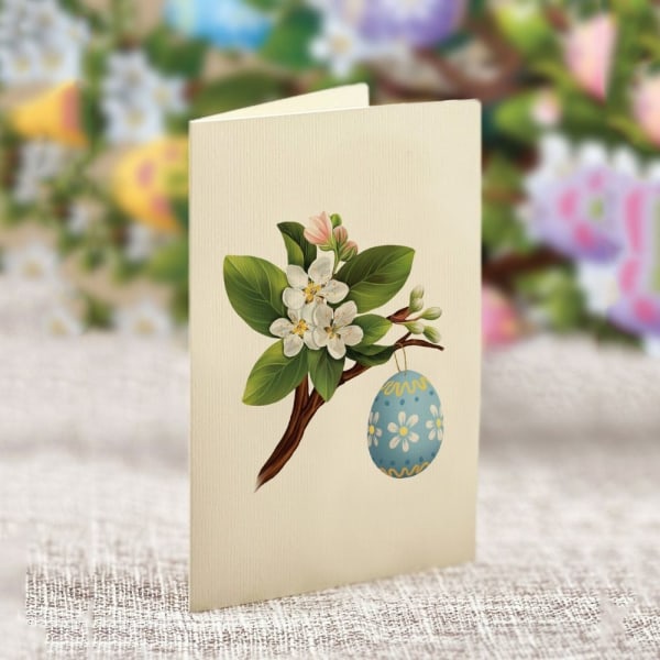 Pääsiäismunapuukortti Kukkasiunauspuun onnittelukortti pääsiäinen