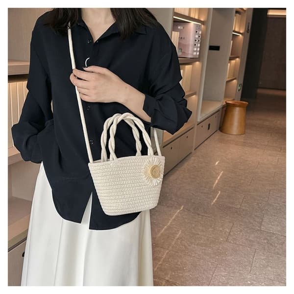 Bomull Vävd Väska Sommar Strandväska BEIGE beige