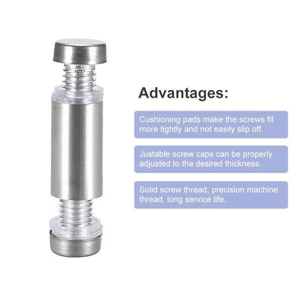 4 stk dobbelthoved standoff skruer Akryl glas søm Vægmontering 4PCS