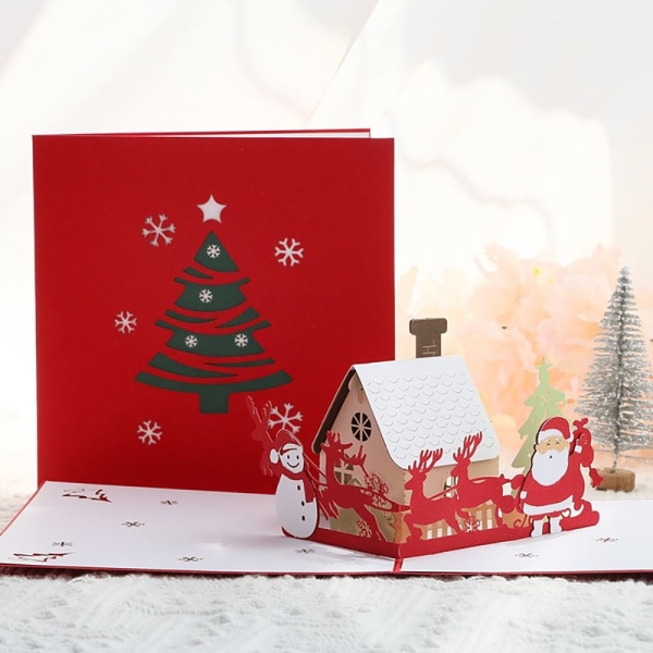 3D julekort hilsen pop-up postkort 3 3 3