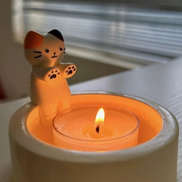 Tecknad kattunge ljushållare Värmande tassar Doftljushållare multicolor