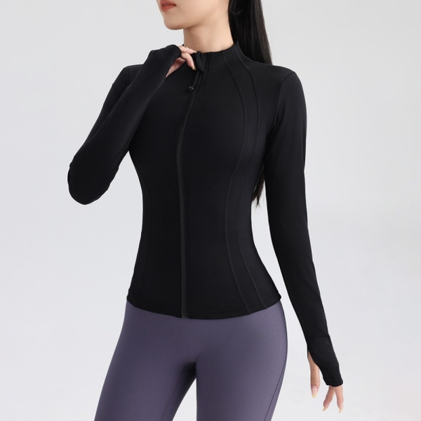 Sport Långärmad Ytterkläder Fitness Stand Up Collar Top Black M