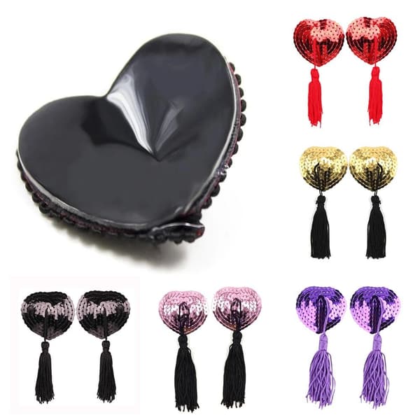 1 par hjerteformede brystvorte dæksler LILLA&SORT purple&black