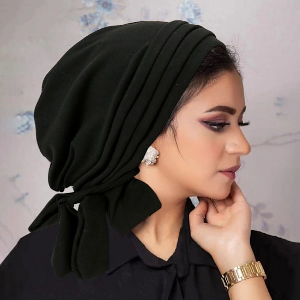 Muslimske Kvinder Hijab Motorhjelm Turban Chemo Cap SORT black