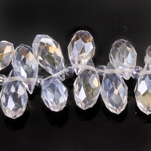 20 stk/sett Krystallperler Teardrop fasettert Krystall 06 06 06