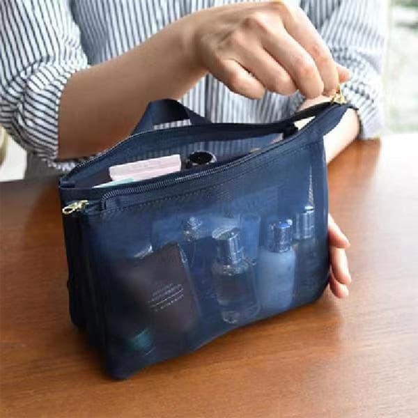 Mesh Handväska Sminkväska MÖRKBLÅ dark blue