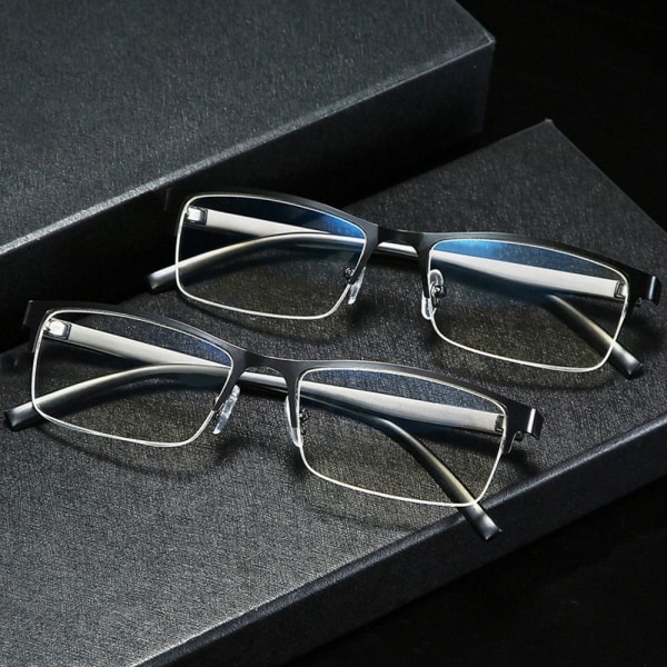 Lesebriller med anti-blått lys Firkantede briller SVART Black Strength 300