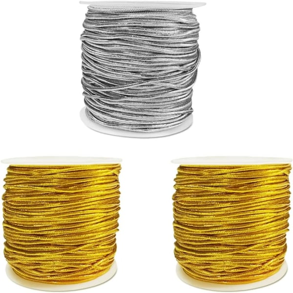 Gylden silketråd Sølvtråd 3 tråder med manuell tråd