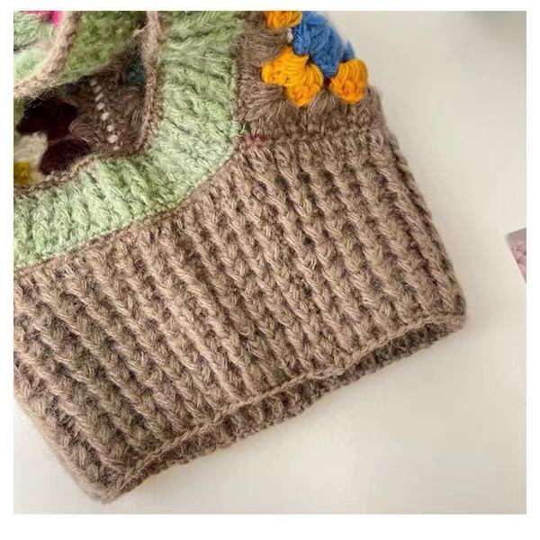 Handgjorda Virkade Mössor Stickad Pullover Mössa KAFFE Coffee
