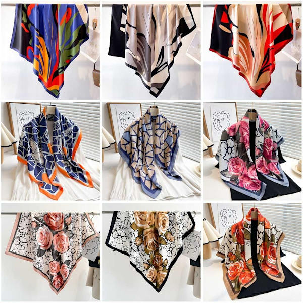 Strandsjal 90x90cm Sidenscarf 4 4 4