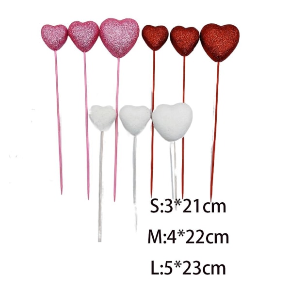 5 STK Heart Picks Pinnekake Toppers ROSA 3X21CM PINK 3X21CM