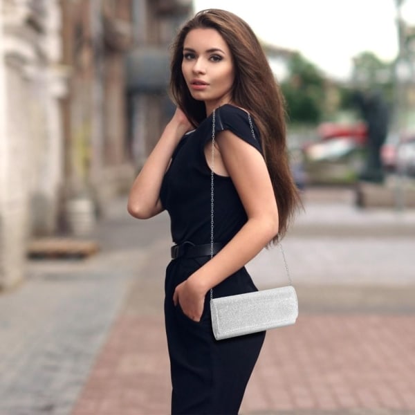 1 stk Clutch Håndveske SØLV silver