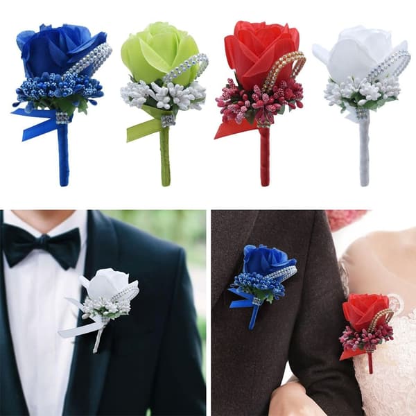 Bröllopsblommor för knapphål, Brudgummens knapphålsblommor ROSA pink