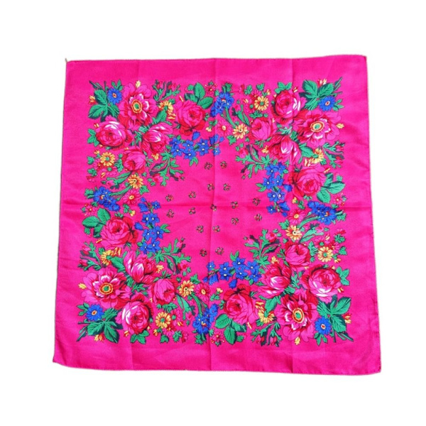 Rose Flower Print Head Scarf Twill Printed Scarf Shawl ROSE RED Rose red