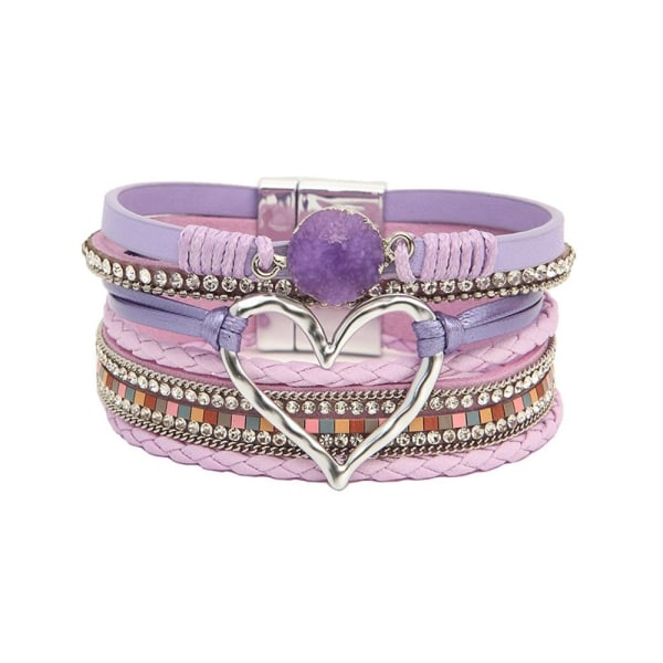 Bohemian Multilayer Armband Handgjort flätat armband LILA Purple