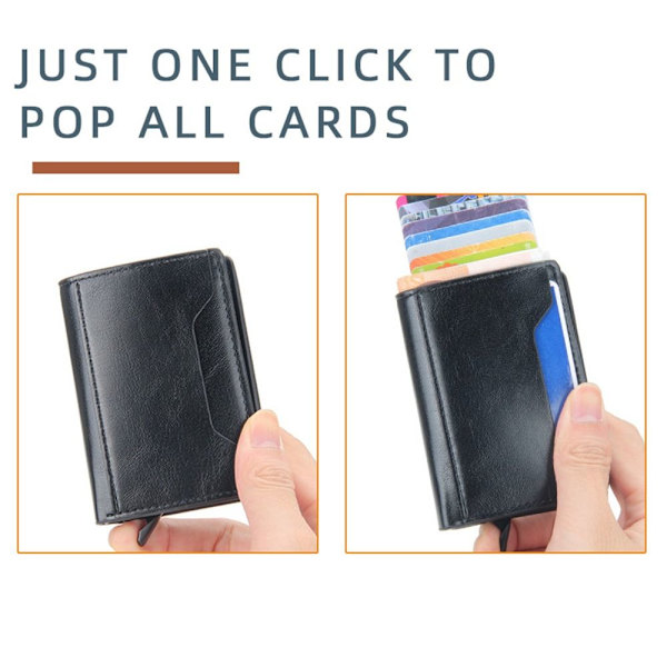 PU-nahkainen lompakko Automaattinen Pop Up -lompakko MUSTA black