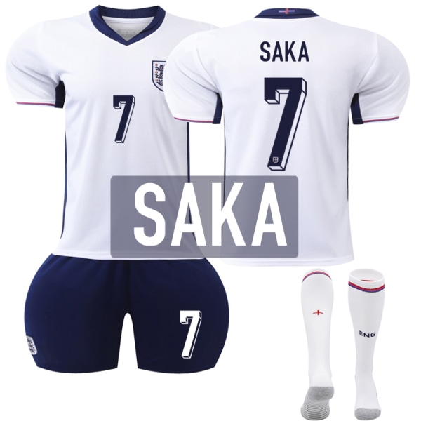 UEFA EM 2024 England Hemma Fotbollströja Kit Nr 7 Saka Adult L