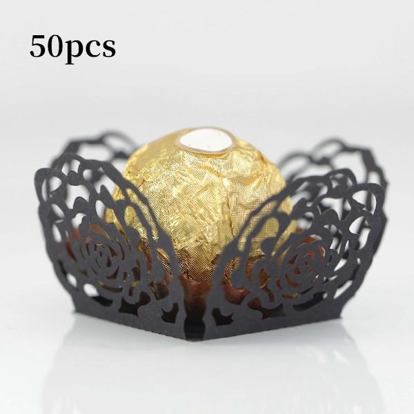 50 stk Chokoladebakke Papir Chokolade Slikkopper SORT SORT Black