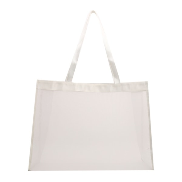 Transparent Beach Nylon Bag Mesh Handhållen Shopping Bag VIT White