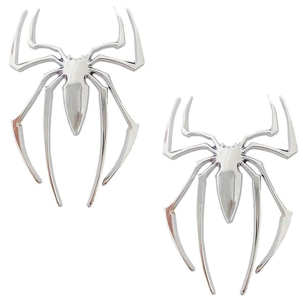 4 stk. 3D Spider Emblem Bilmærkat Nye Spider Emblemer SØLV Silver