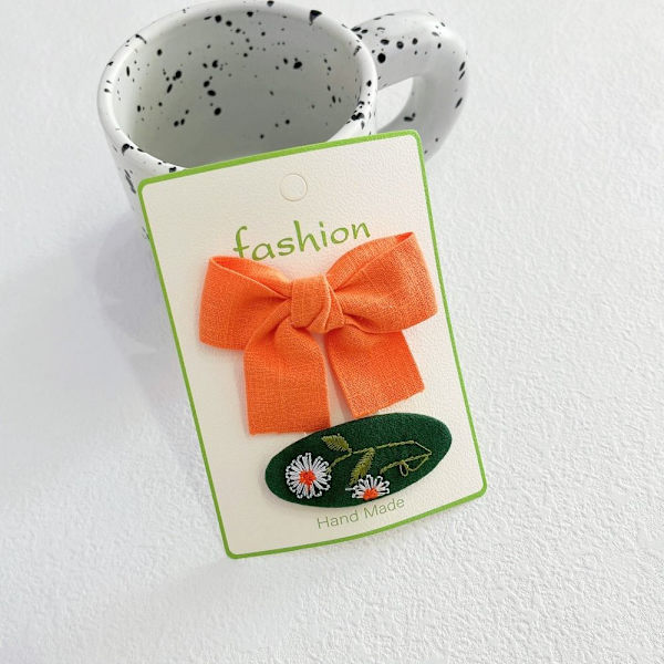 2 STK Little Girl Bowknot Hårspænder ORANGE orange