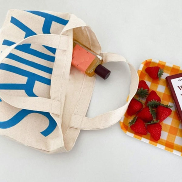 Canvas Shopping Tote Bag Opbevaringstaske Letter Canvas Bag