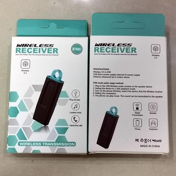 Bluetooth Modtager Adapter Stereo Audio Modtager Adapter Auto Black