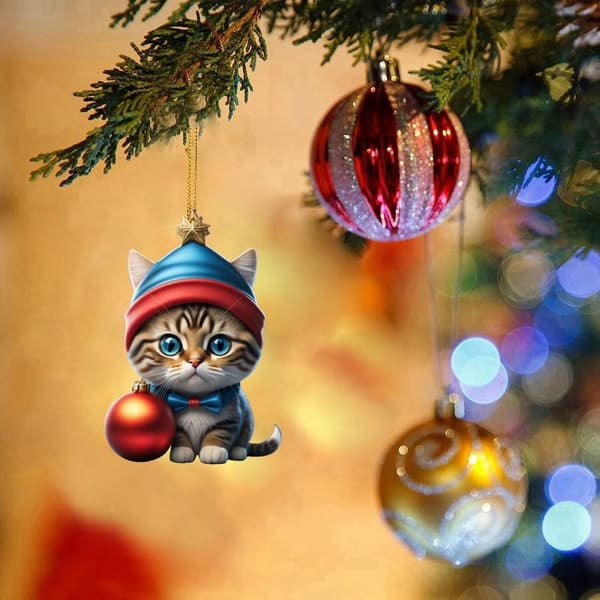 Julehat Kat Vedhæng Kat Juletræs Ornament 2 2 2