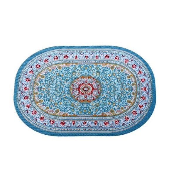 Dukkehus Teppe Miniatyrvevteppe LYSEBLÅ OVAL OVAL light blue oval-oval