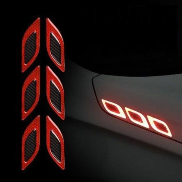 12 stk/2 sæt Carbon Fiber Reflekterende Sticker 3D Reflekterende Red