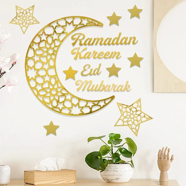 Ramadan Kareem Peiliseinätarra Kuu Tähti DIY Eid Mubarak