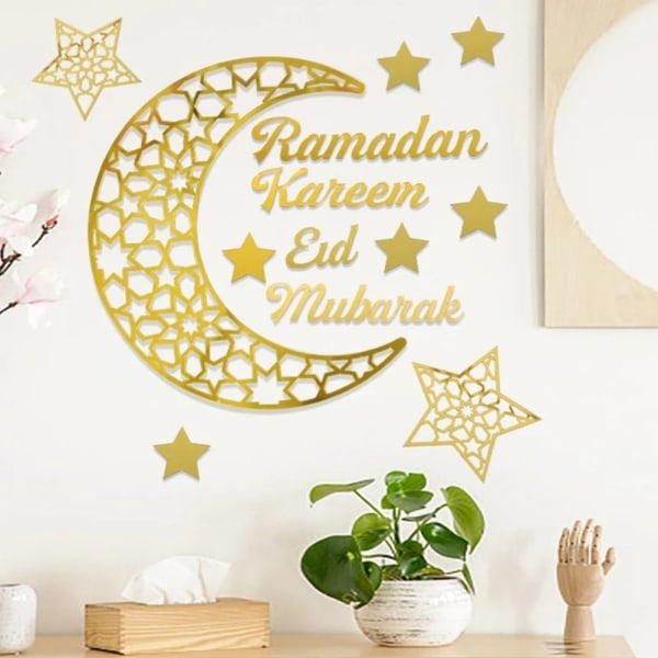 Ramadan Kareem -peiliseinätarrat Moon Star DIY Eid Mubarak Silver