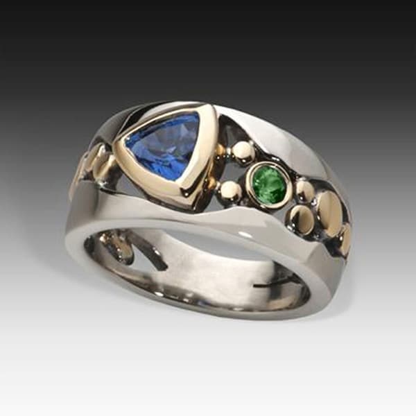 Zirkonring Ihålig Inlagd Ring BLÅ 7 blue 7
